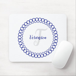 Tapis De Souris Papier de souris Monogramme Cercle bleu