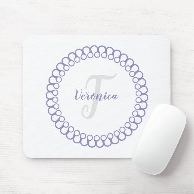 Tapis De Souris Papier de souris monogramme circulaire pourpre (Avec souris)