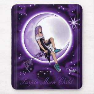 Tapis De Souris Papier de souris pour enfant de lune violette