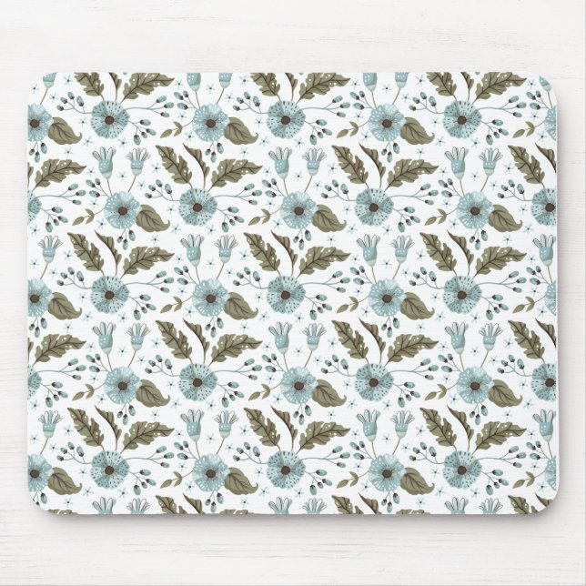 Tapis De Souris Papier floral bleu et vert (Devant)