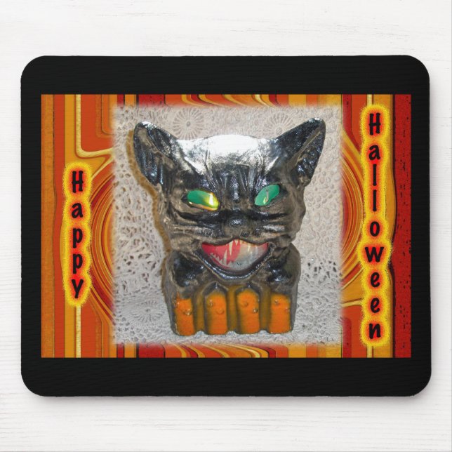 Tapis De Souris Papier Mache Halloween Chats (Devant)