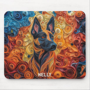 Tapis De Souris Papier Malinois belge coloré Quilling Portrait