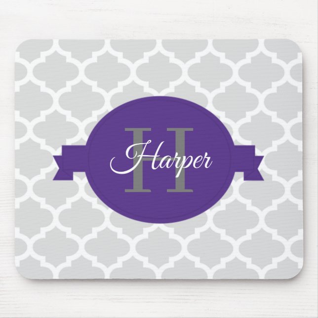 Tapis De Souris Papier mauve Quatrefoil personnalisé (Devant)