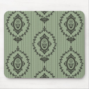 Tapis De Souris Papier peint baroque en vert