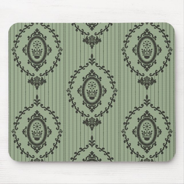 Tapis De Souris Papier peint baroque en vert (Devant)