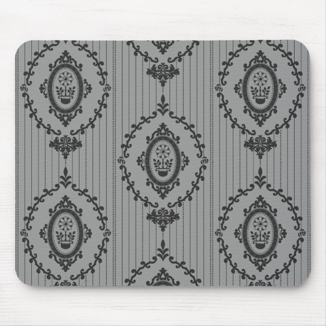 Tapis De Souris Papier peint baroque gris (Devant)