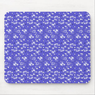 Tapis De Souris Papier peint baroque - motif de fleurs bleues