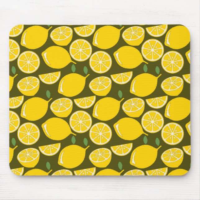 Tapis De Souris Papier peint citron jaune Motif été (Devant)