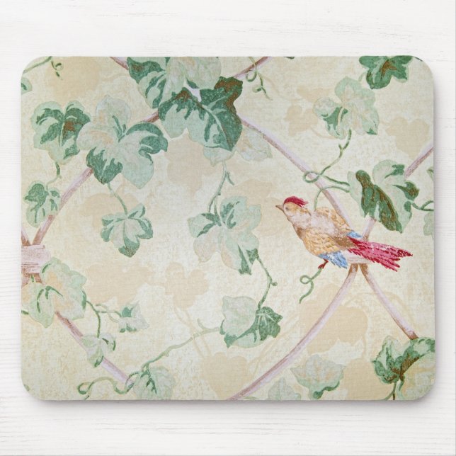 Tapis De Souris Papier peint d'oiseaux et d'ivoire (Devant)