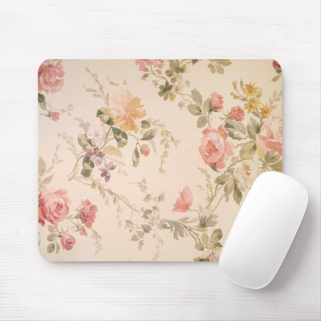 Tapis De Souris Papier peint floral à l'ancienne (Avec souris)