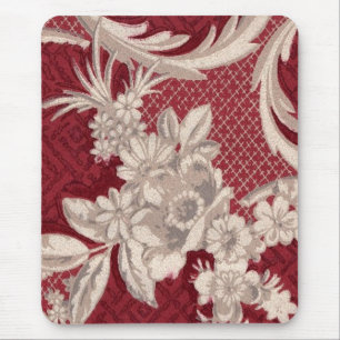 Tapis De Souris Papier peint Vintage Floral Blanc - Mousepad