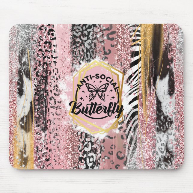 Tapis de souris Papillon Anti-Social (Devant)