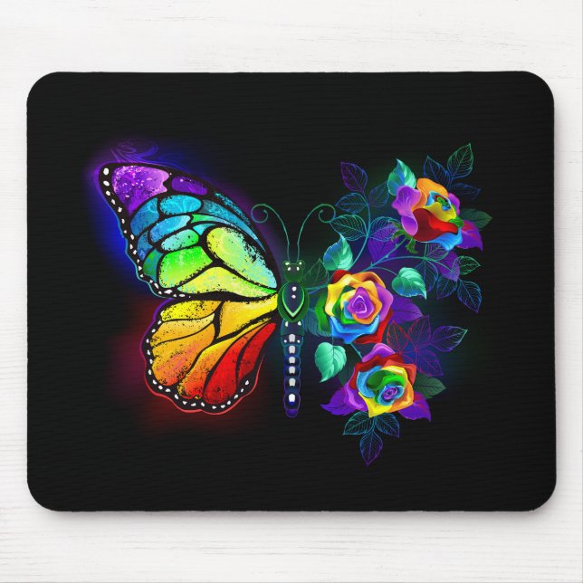 Tapis De Souris Papillon arc-en-ciel (Devant)