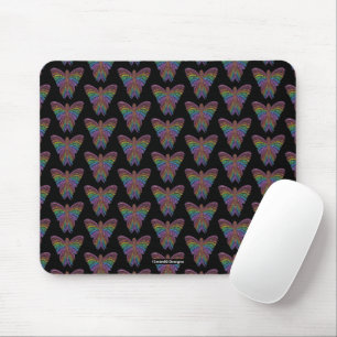 Tapis de souris Papillon Arc-en-ciel (motif noir)