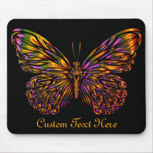 Tapis De Souris Papillon arc-en-ciel néon personnalisé