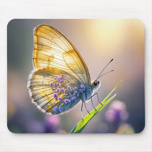 Tapis De Souris Papillon Aux Fleurs Violettes (Devant)