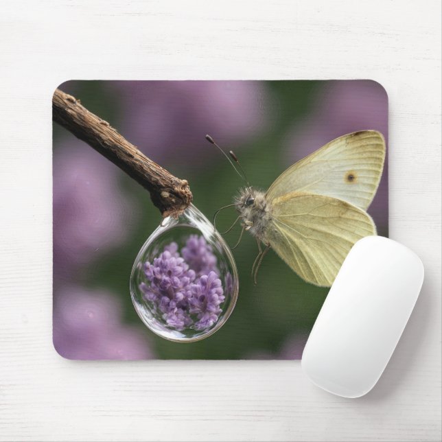 Tapis De Souris Papillon avec une Goutte de Pluie (Avec souris)