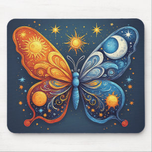 Tapis De Souris Papillon bicolore sur soleil brillant