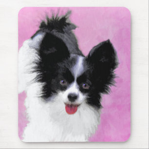 Tapis De Souris Papillon (blanc et noir) Peinture - Chien Art