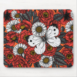 Tapis De Souris Papillon blanc et rose
