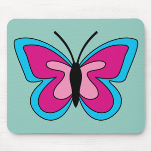 Tapis De Souris Papillon bleu magenta rose