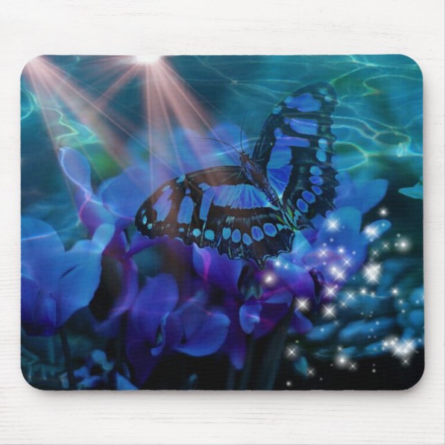 Tapis De Souris Papillon bleu magique (Devant)