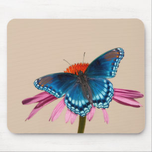 Tapis De Souris Papillon bleu sur coneflower