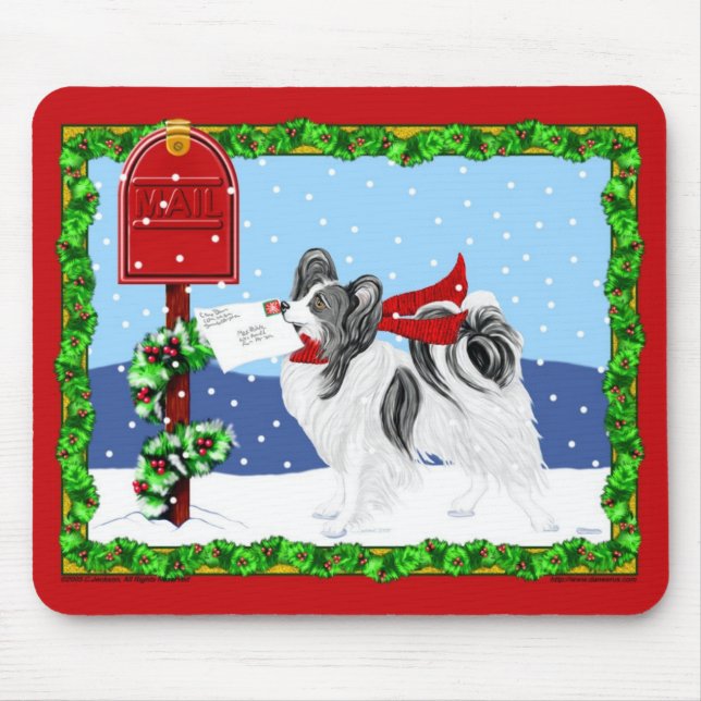 Tapis De Souris Papillon Christmas Mail Blk Wht (Devant)