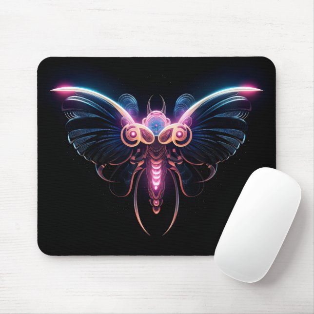 Tapis De Souris Papillon Cyberpunk Néon (Avec souris)