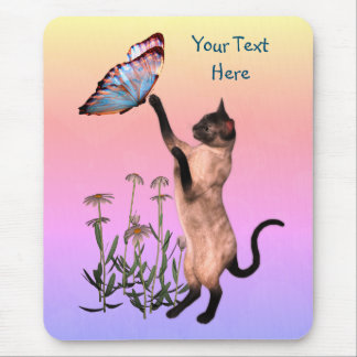 Tapis De Souris Papillon de chat siamois personnalisé