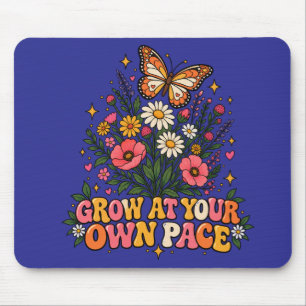 Tapis De Souris Papillon de fleur sauvage vintage Grandissez à vot