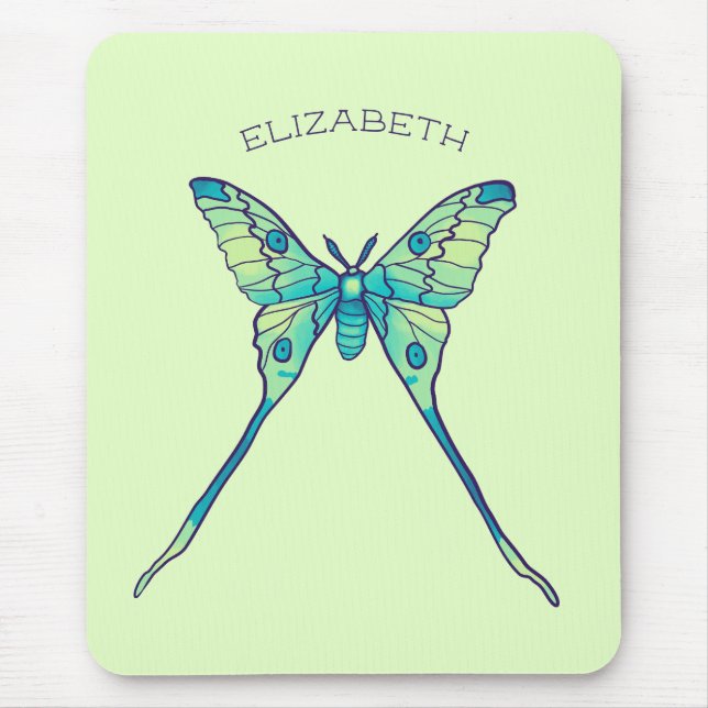 Tapis De Souris papillon de lune papillon insecte vert nom (Devant)