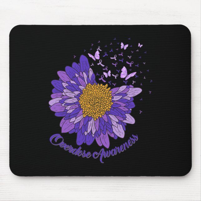 Tapis De Souris Papillon de marguerite violet sensibilisation à la (Devant)