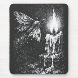 Tapis De Souris Papillon de nuit vers la flamme — par BurnsInHell