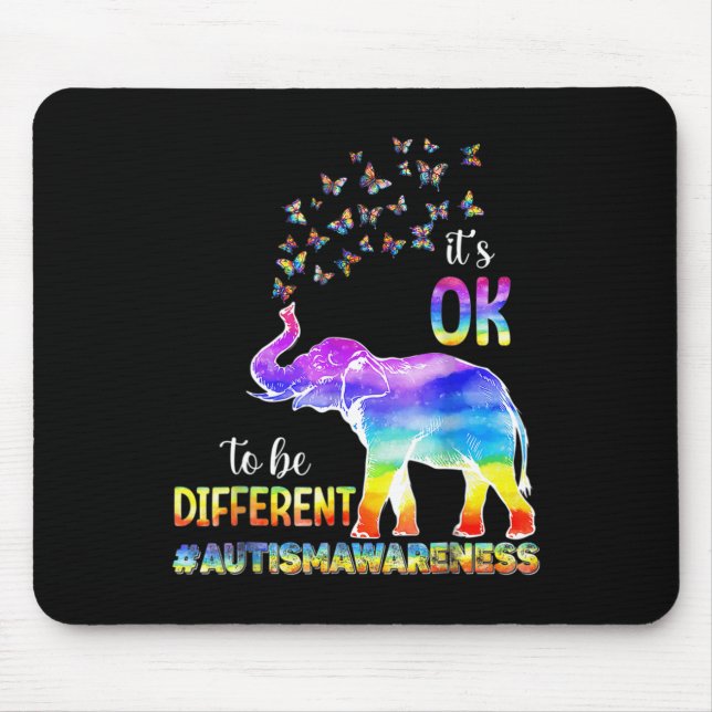 Tapis De Souris Papillon de sensibilisation à l'autisme Éléphant C (Devant)