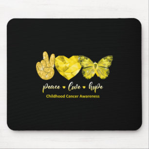 Tapis De Souris Papillon d'or Paix Amour Espoir Enfance Cancer