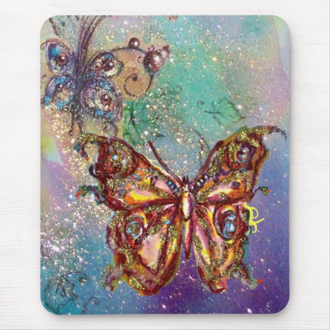 TAPIS DE SOURIS PAPILLON EN PAILLETTES D'OR (Devant)
