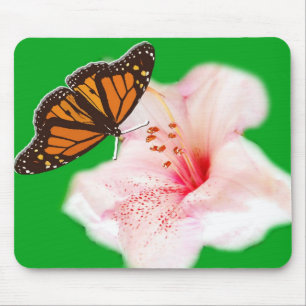Tapis de souris Papillon et Fleur, rhododendron ro
