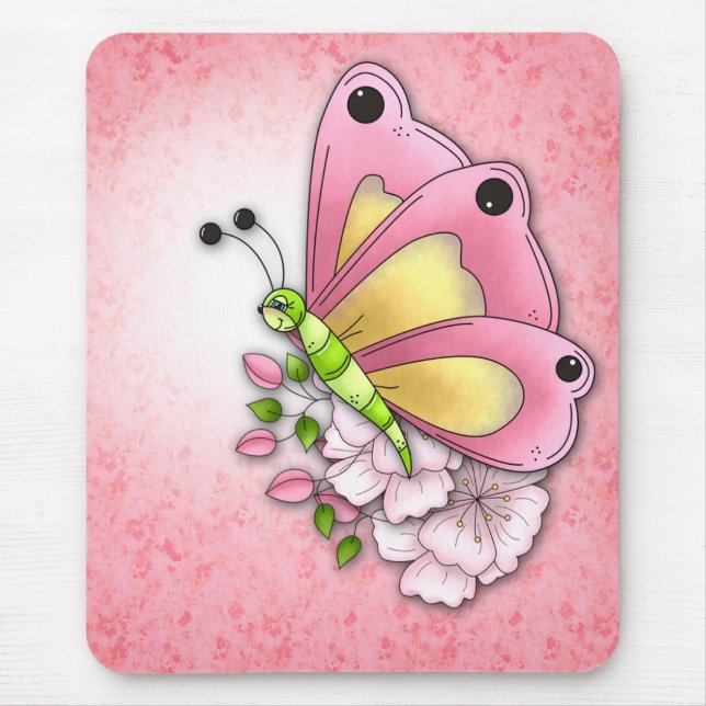 Tapis De Souris Papillon et fleurs mignons (Devant)