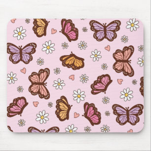Tapis De Souris Papillon et fleurs motif sans couture