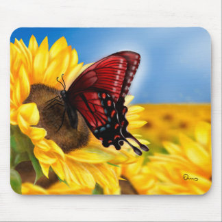 Tapis De Souris Papillon et tournesol