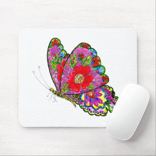 Tapis De Souris Papillon fleuri décoratif