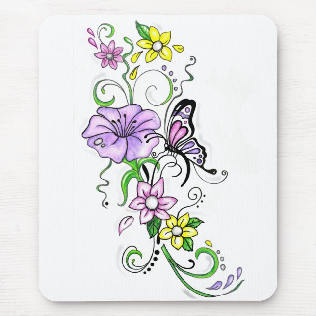 Tapis De Souris Papillon floral (Devant)