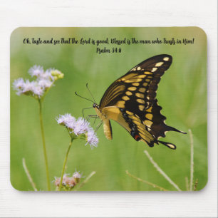 Tapis de souris Papillon Foi Verset biblique Natur