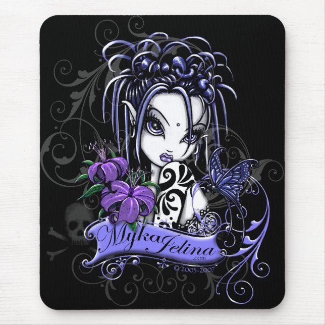 Tapis De Souris Papillon gothique pourpre de Faery de tatouage de (Devant)