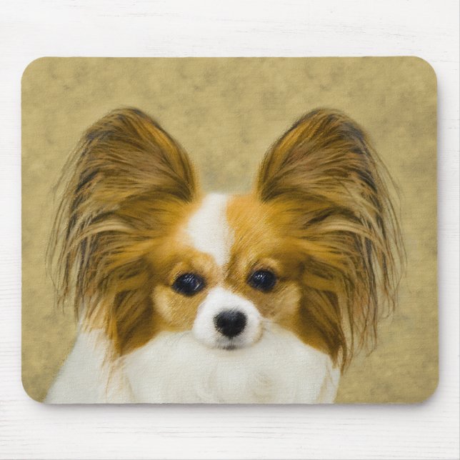 Tapis De Souris Papillon (Hound Tri) Peinture - Art Chien original (Devant)