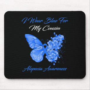 Tapis De Souris Papillon Je Porte Bleu Pour Mon Cousin Alopecia Aw