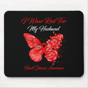Tapis De Souris Papillon Je Porte Du Rouge Pour La Maladie Cardiaq