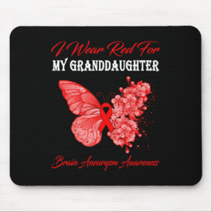 Tapis De Souris Papillon Je Porte Du Rouge Pour L'anévrisme Cérébr