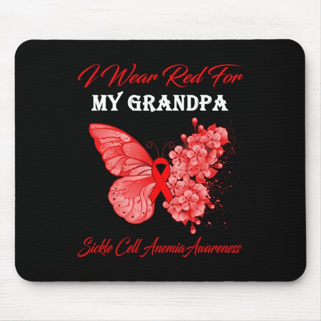 Tapis De Souris Papillon Je Porte Le Rouge Pour Mon Grand-Père Cel (Devant)